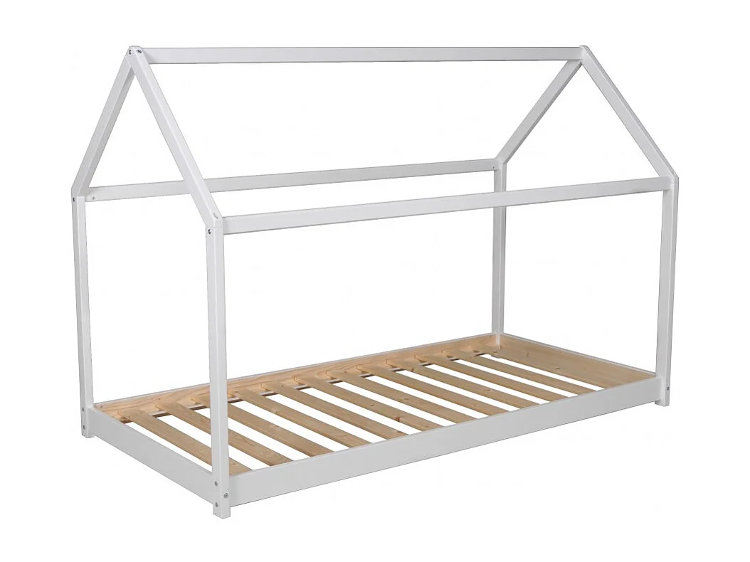 Lit cabane PANDA 90x190 + 1 sommier / Blanc