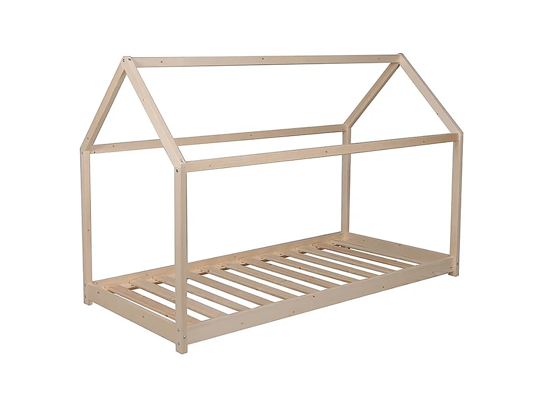 Lit cabane PANDA 90x190 + 1 sommier / Naturel