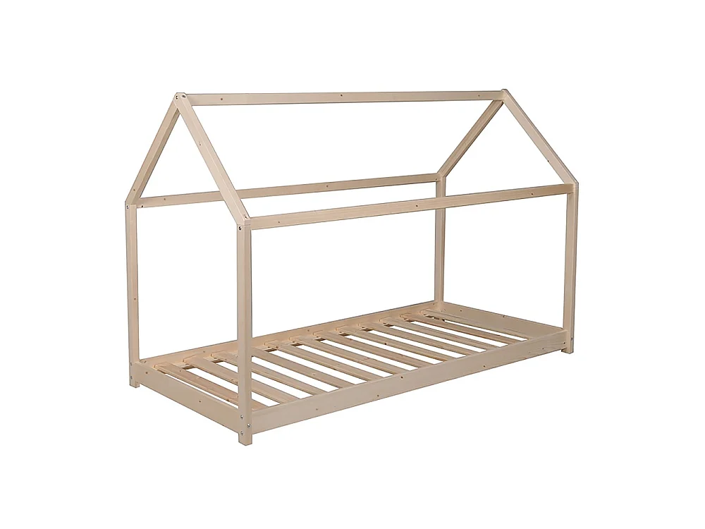 Lit cabane PANDA 90x190 + 1 sommier / Bois clair