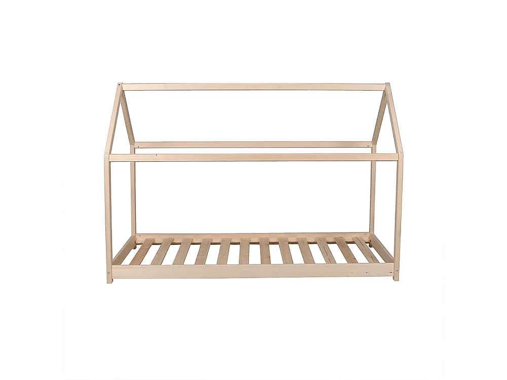 Lit cabane PANDA 90x190 + 1 sommier / Bois clair
