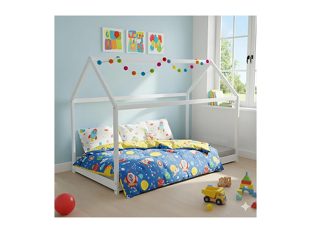 Lit cabane PANDA 70x140 + 1 sommier / Blanc