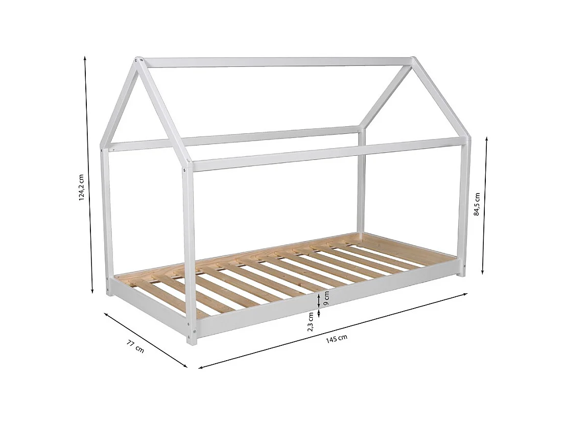 Lit cabane PANDA 70x140 + 1 sommier / Blanc