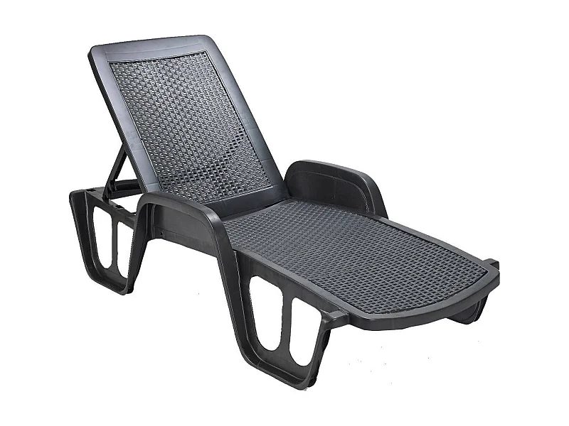 Espreguiçadeira Dinite, Cadeira de jardim ajustável com braços, Espreguiçadeira de exterior, 100% Fabricado em Itália, 192x71h100 cm, Antracite