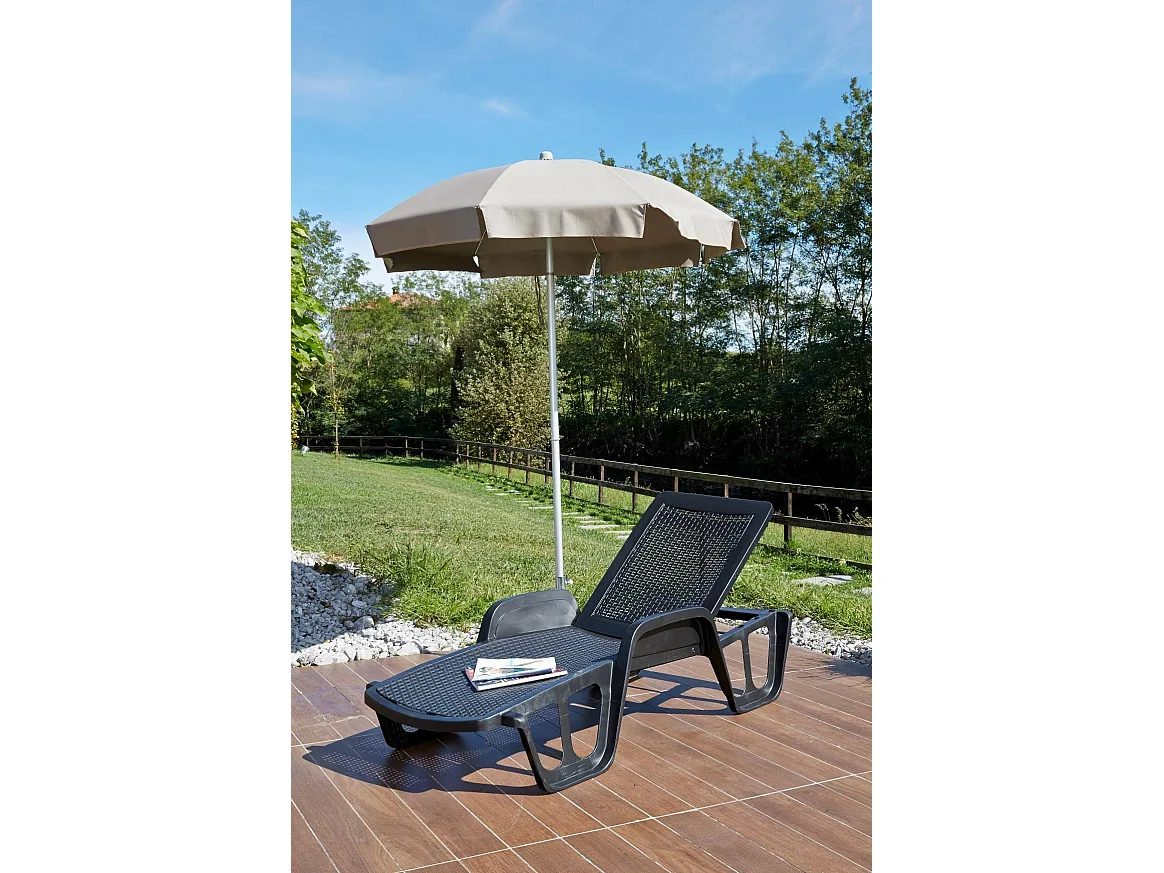 Dmora - Lettino prendisole Alagaesia, 192x71h100 cm, Antracite