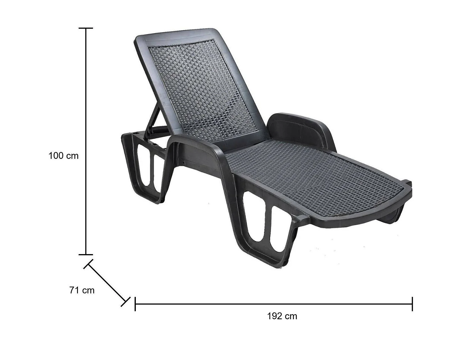 Dmora - Lettino prendisole Alagaesia, 192x71h100 cm, Antracite