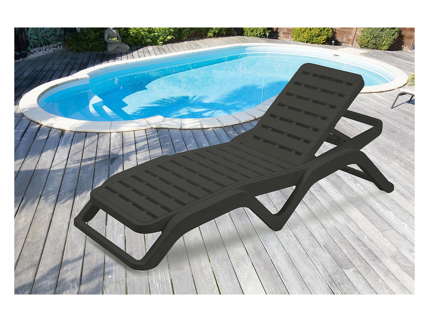 Tumbona Dcoppol, Tumbona de jardín ajustable, Cuna exterior, 100% Made in Italy, 192x72h100 cm, Antracita