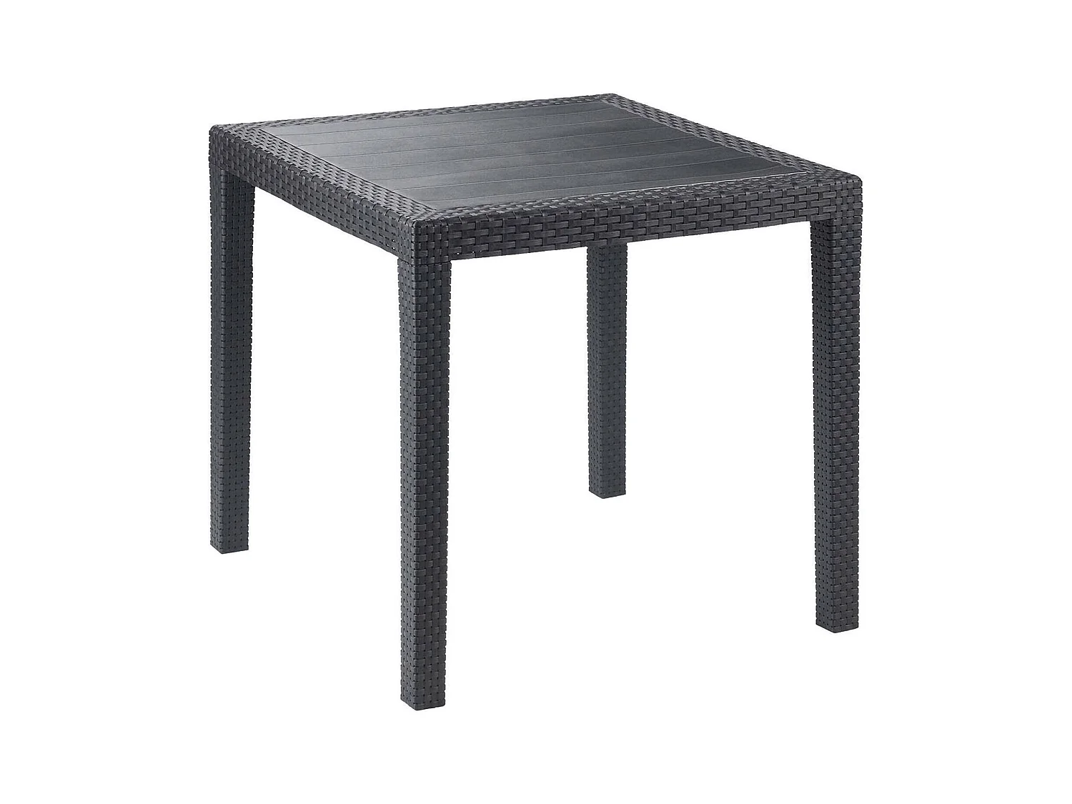 Table d'extérieur Daanan, Table de jardin carrée, Etagère fixe effet rotin, 100% Made in Italy, 80x80h72 cm, Anthracite
