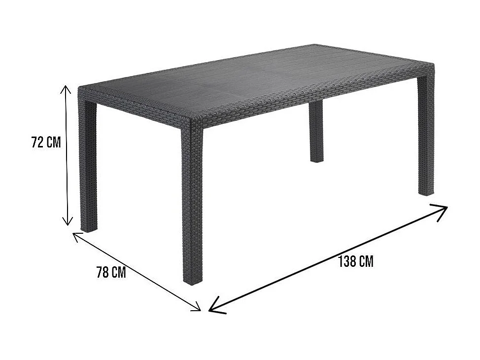 Tavolo da Esterno Arca, 8 Posti Made in Italy, 78x138x72h cm Nero Antracite