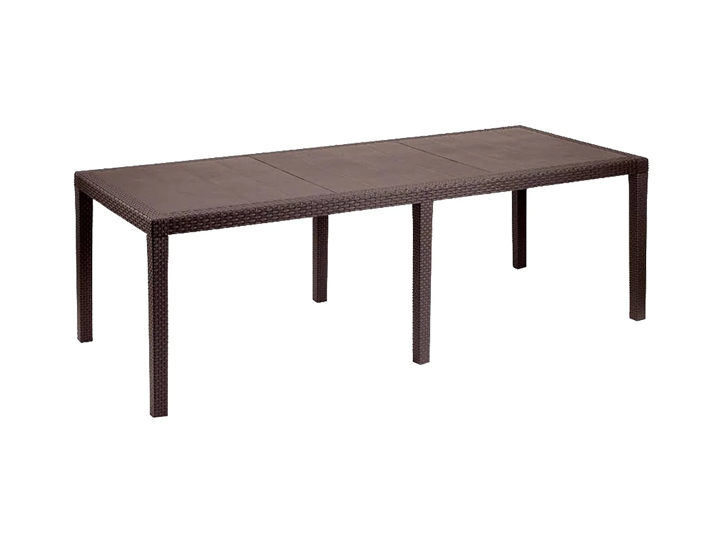Table d'extérieur Dmains, Etagère à manger rectangulaire extensible, Table de jardin extensible effet rotin, 100% Made in Italy, 150/220x90h72 cm, Marron