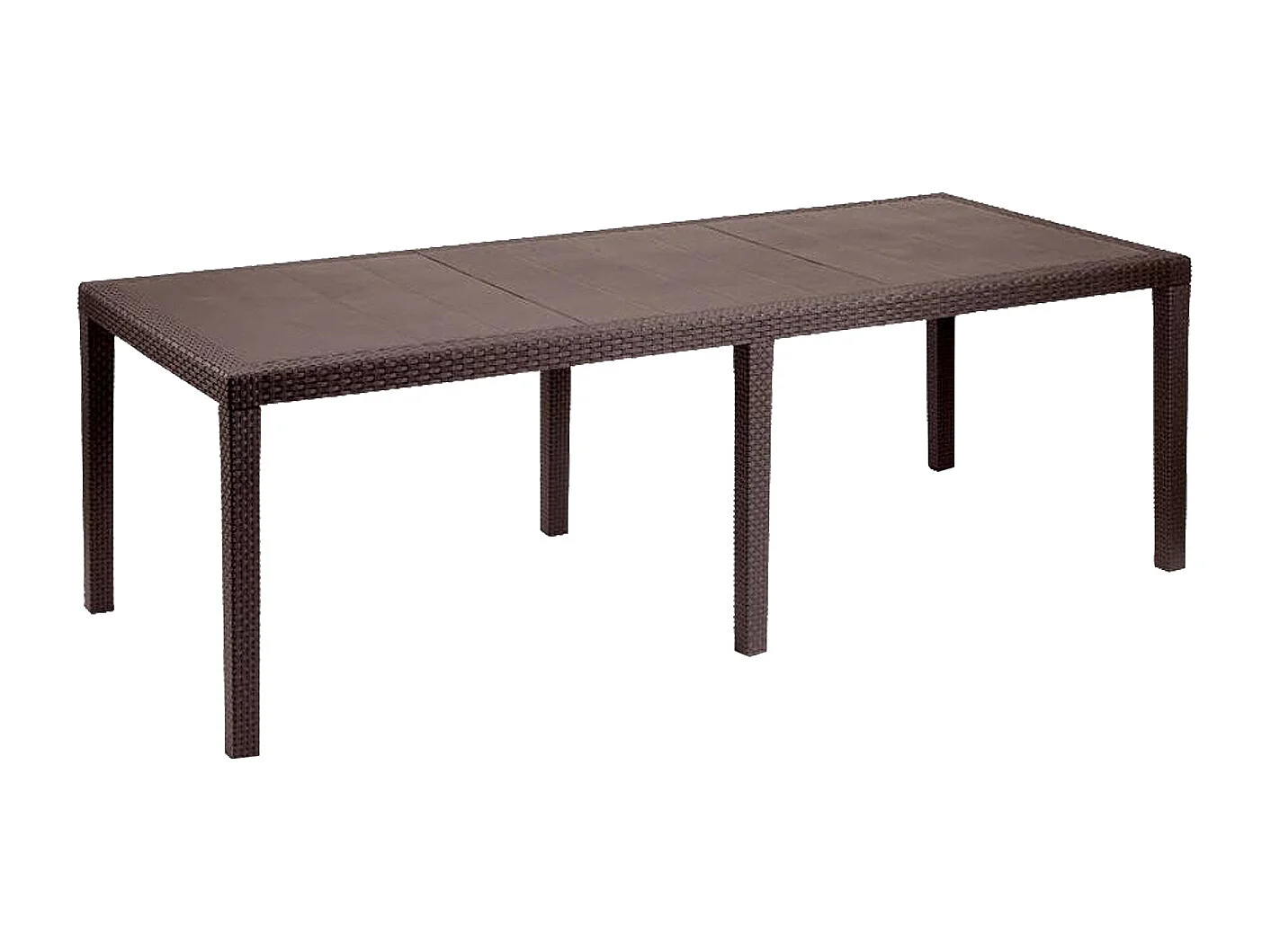 Table d'extérieur Dmains, Etagère à manger rectangulaire extensible, Table de jardin extensible effet rotin, 100% Made in Italy, 150/220x90h72 cm, Marron