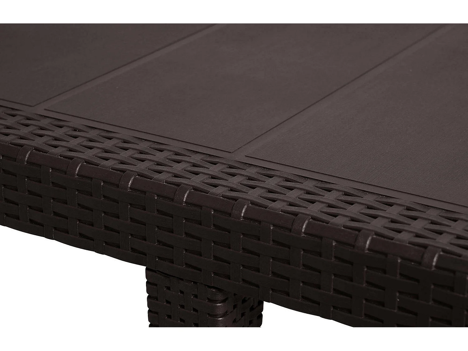 Mesa externa Dmains, Mesa de jantar extensível retangular, Mesa extensível de jardim com efeito rattan, 100% Fabricado na Itália, 150x90h72 cm, Marrom