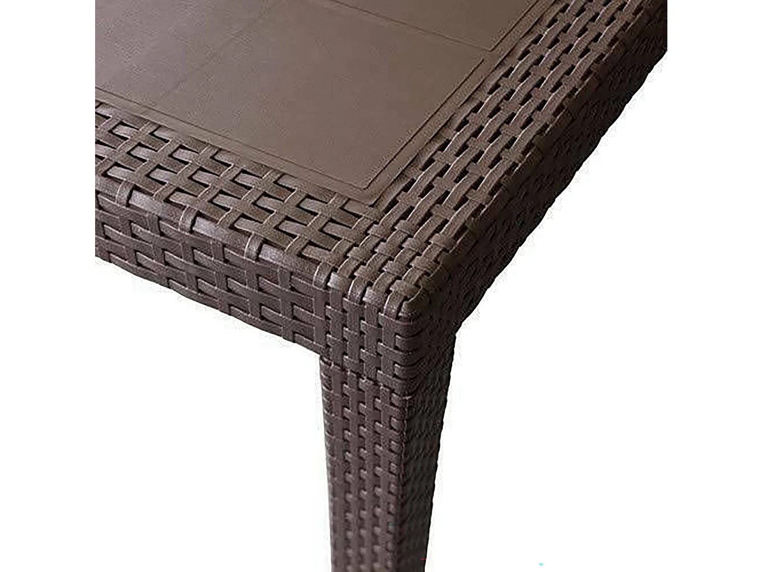 Table d'extérieur Dmains, Etagère à manger rectangulaire extensible, Table de jardin extensible effet rotin, 100% Made in Italy, 150/220x90h72 cm, Marron