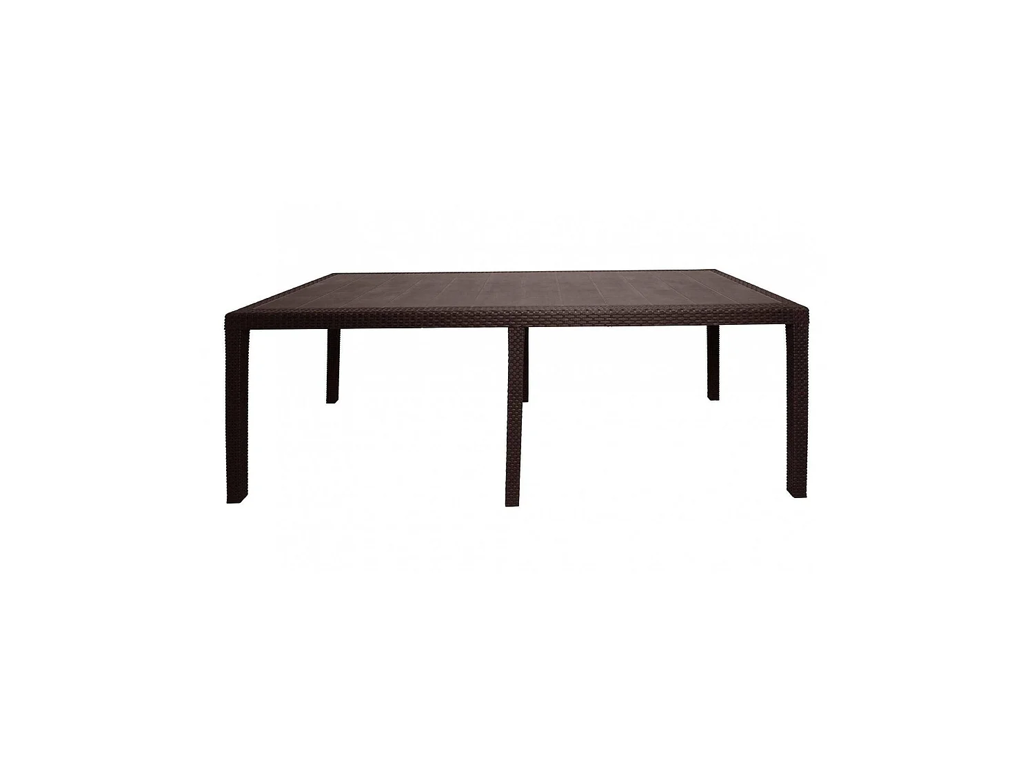 Table d'extérieur Dmains, Etagère à manger rectangulaire extensible, Table de jardin extensible effet rotin, 100% Made in Italy, 150/220x90h72 cm, Marron