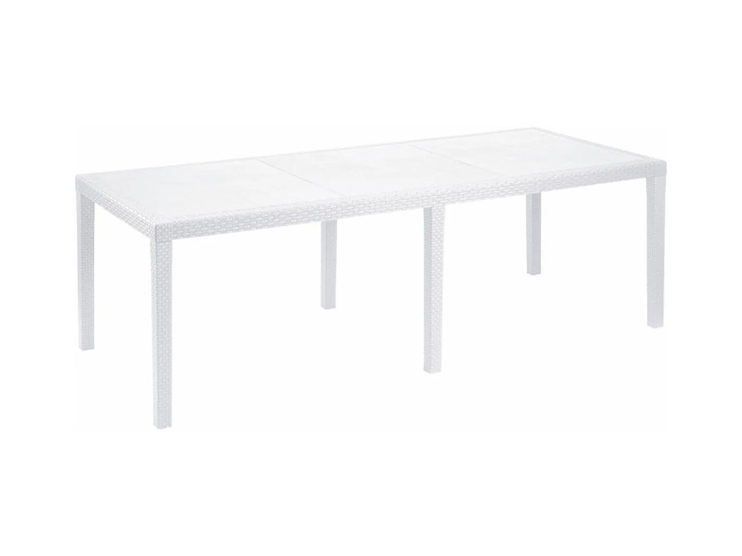 Mesa de jardín Dmains, Mesa de comedor extensible rectangular, Mesa de jardín extensible efecto ratán, 100% Made in Italy, 150x90h72 cm, Blanco