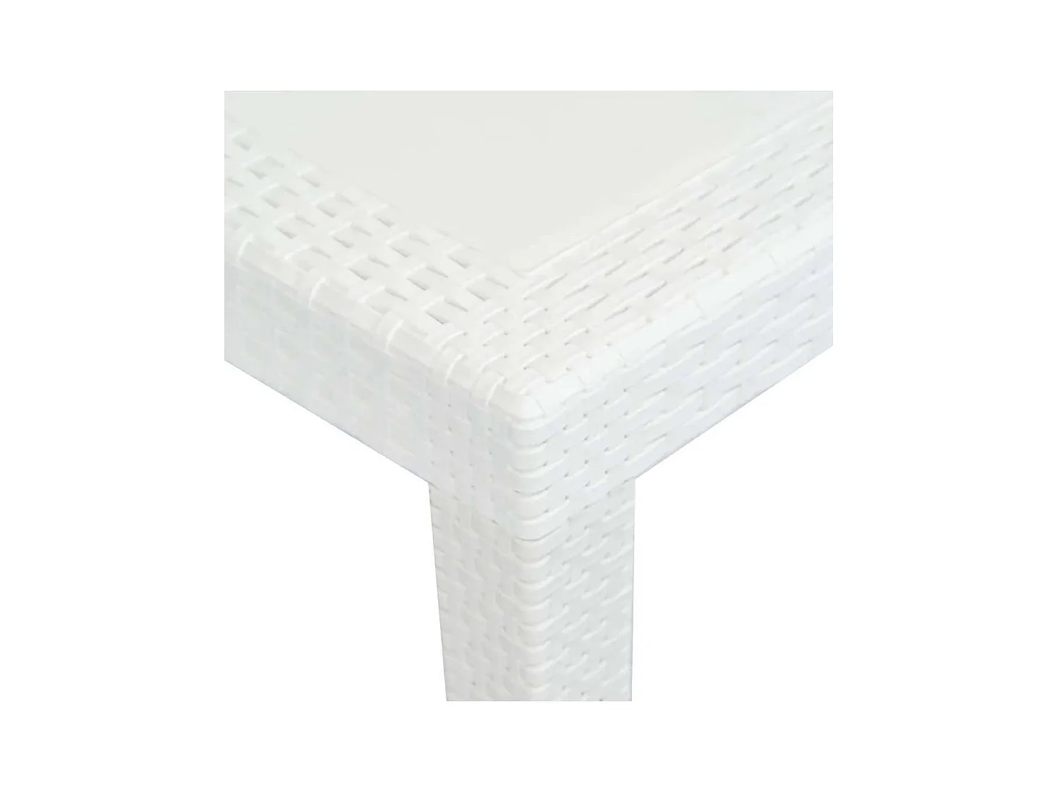 Mesa de jardín Dmains, Mesa de comedor extensible rectangular, Mesa de jardín extensible efecto ratán, 100% Made in Italy, 150x90h72 cm, Blanco