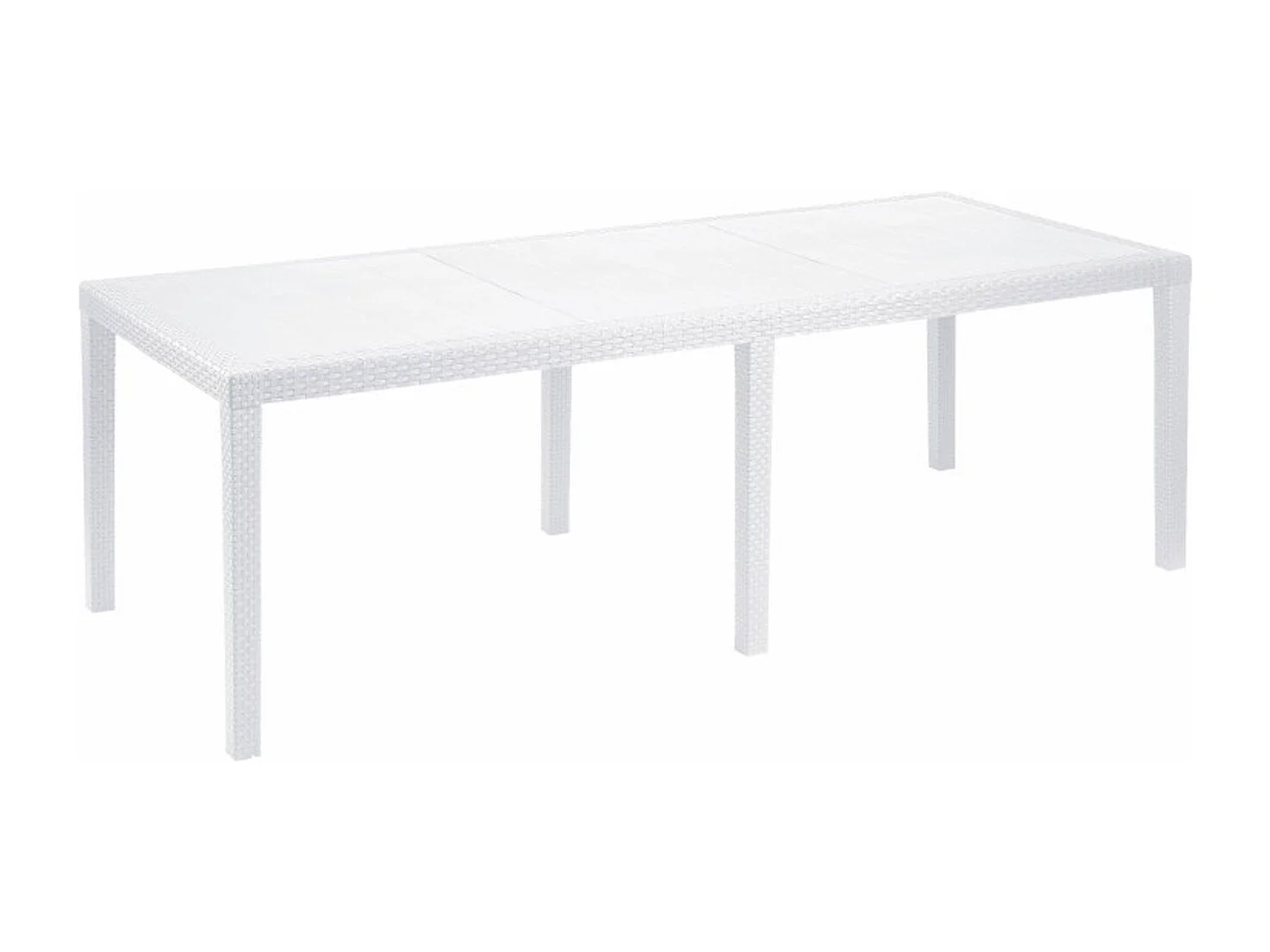 Table d'extérieur Dmains, Etagère à manger rectangulaire extensible, Table de jardin extensible effet rotin, 100% Made in Italy, 150/220x90h72 cm, Blanc