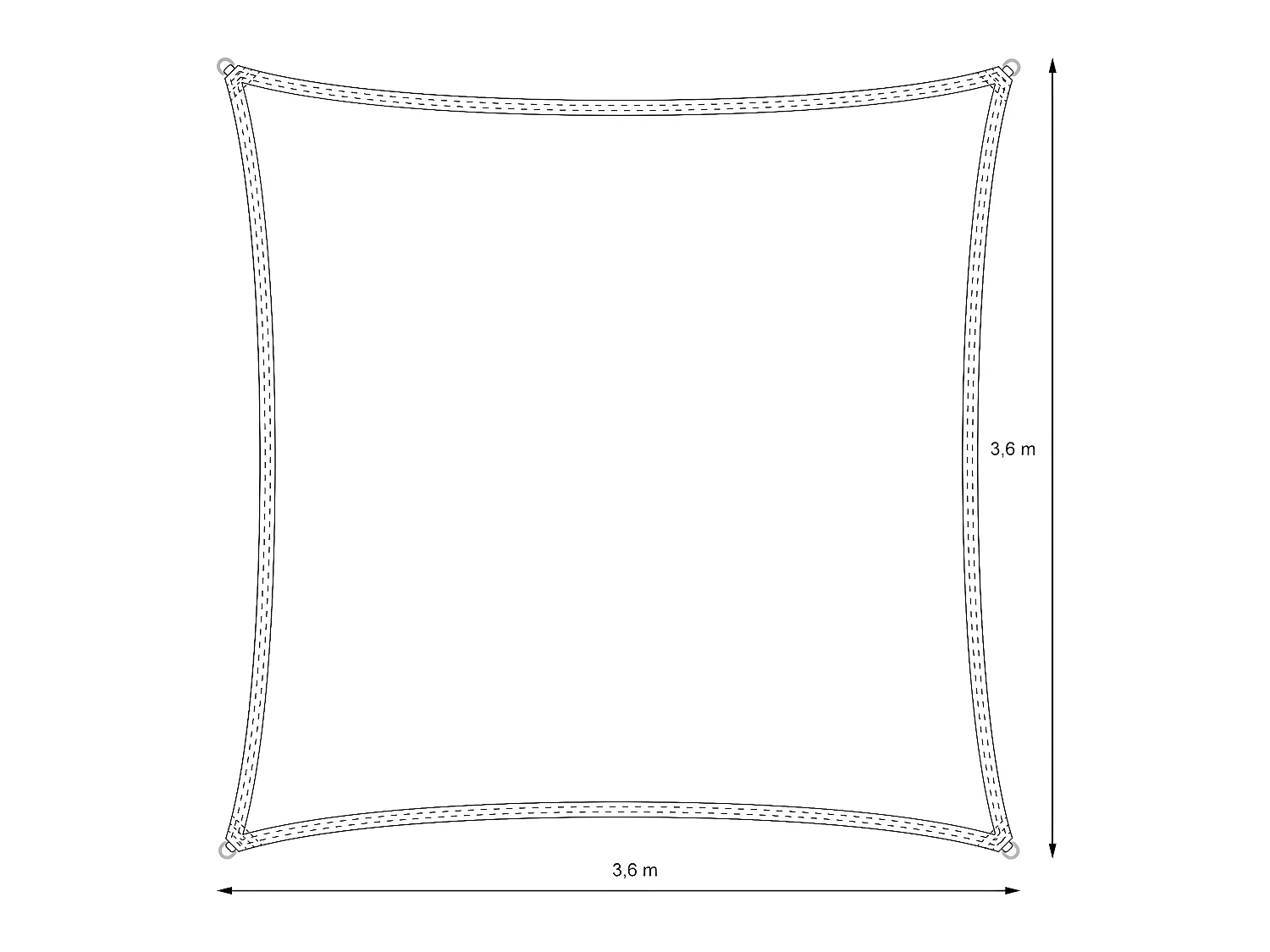 Voile d'ombrage protection solaire toile tendue carré 3,6x3,6 m ECD Germany