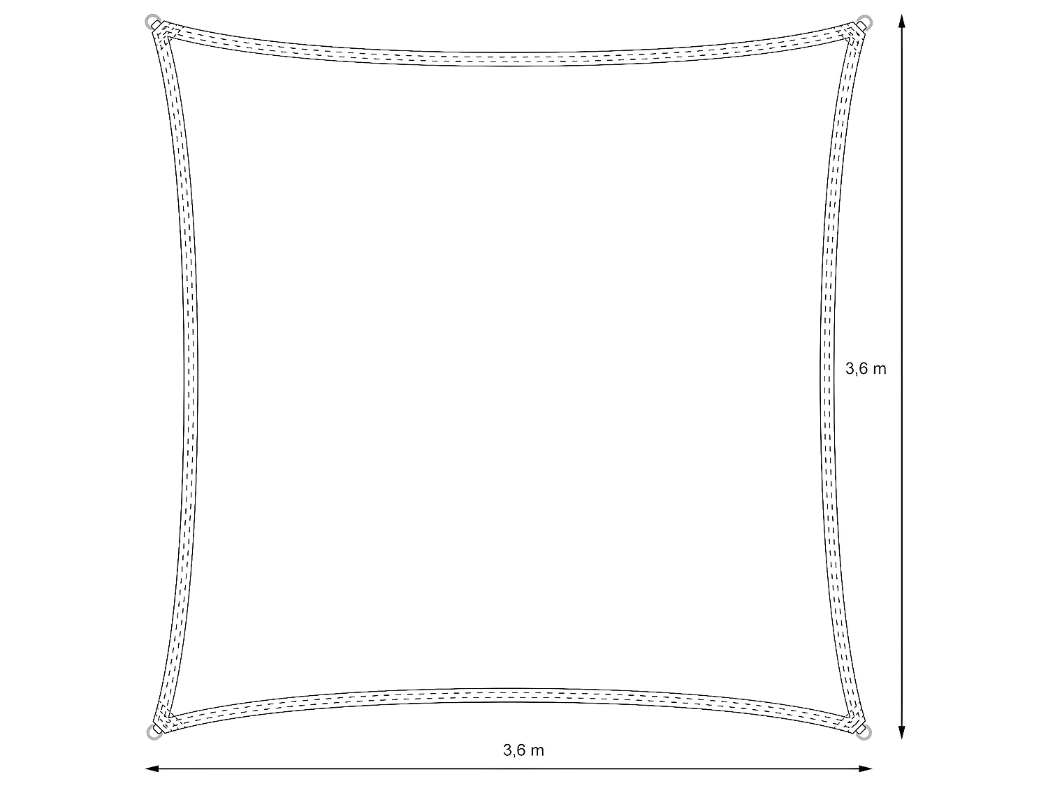 Voile d'ombrage protection solaire toile tendue carré 3,6x3,6 m ECD Germany