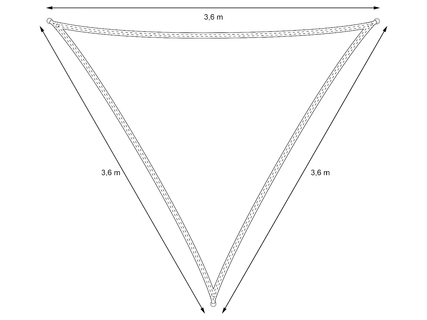 Voile d'ombrage protection UV solaire toile parasol traigulaire 3,6 m ECD Germany