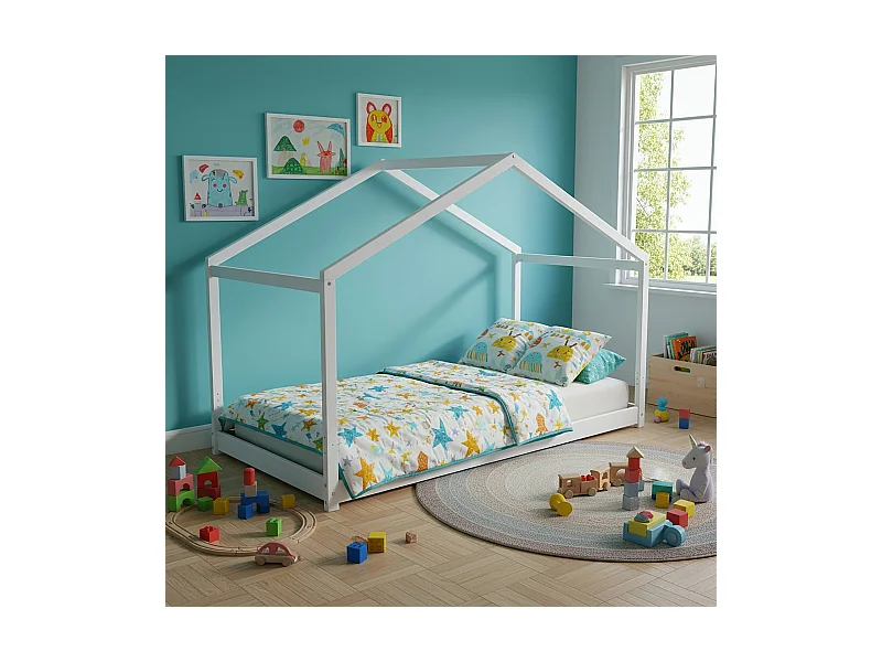 Lit cabane KOALA 90x190 + 1 sommier / Blanc