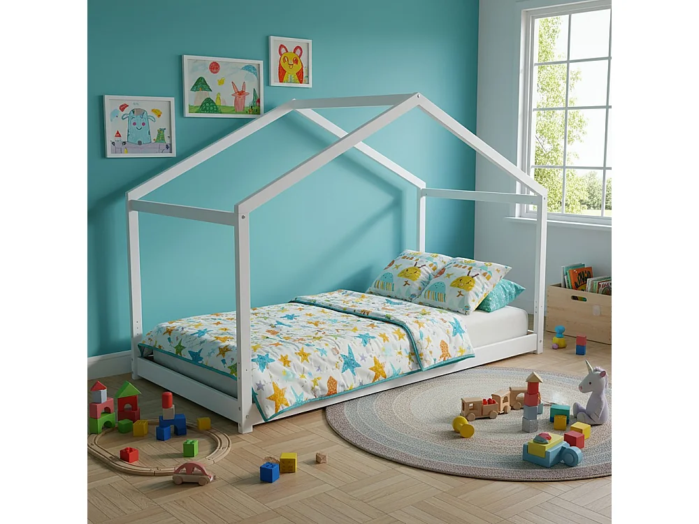 Lit cabane KOALA 90x190 + 1 sommier / Blanc