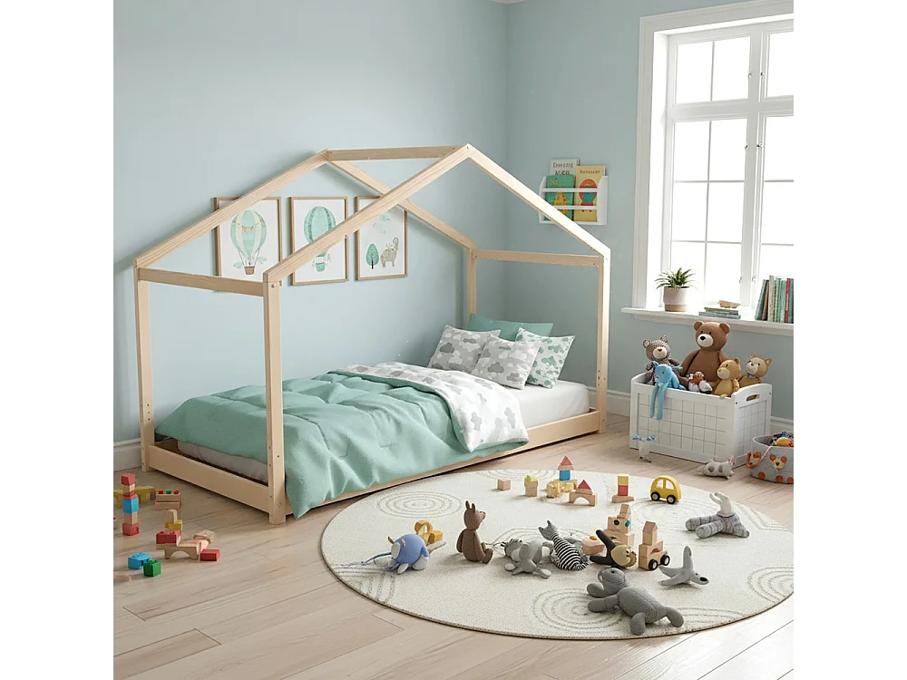 Lit cabane KOALA 90x190 + 1 sommier / Naturel
