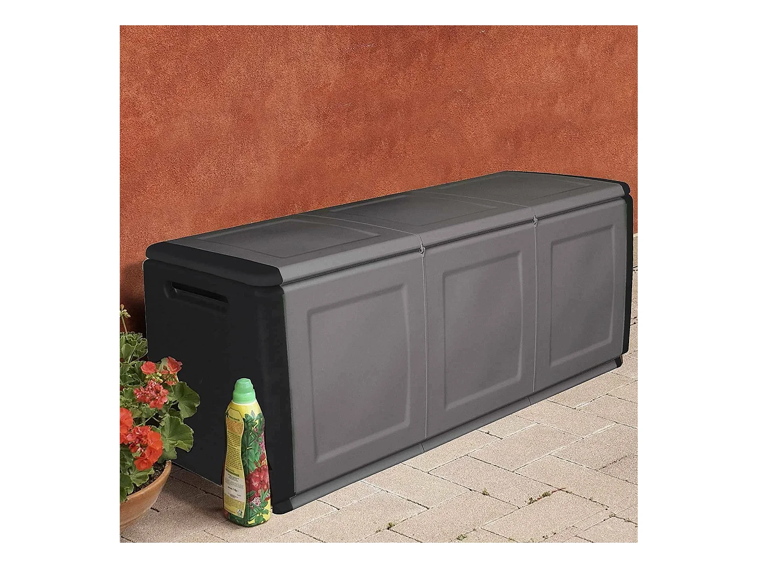 Tronc de conteneur polyvalent en polypropylène, garage, 100% Made in Italy, 138x53h57 cm, couleur grise