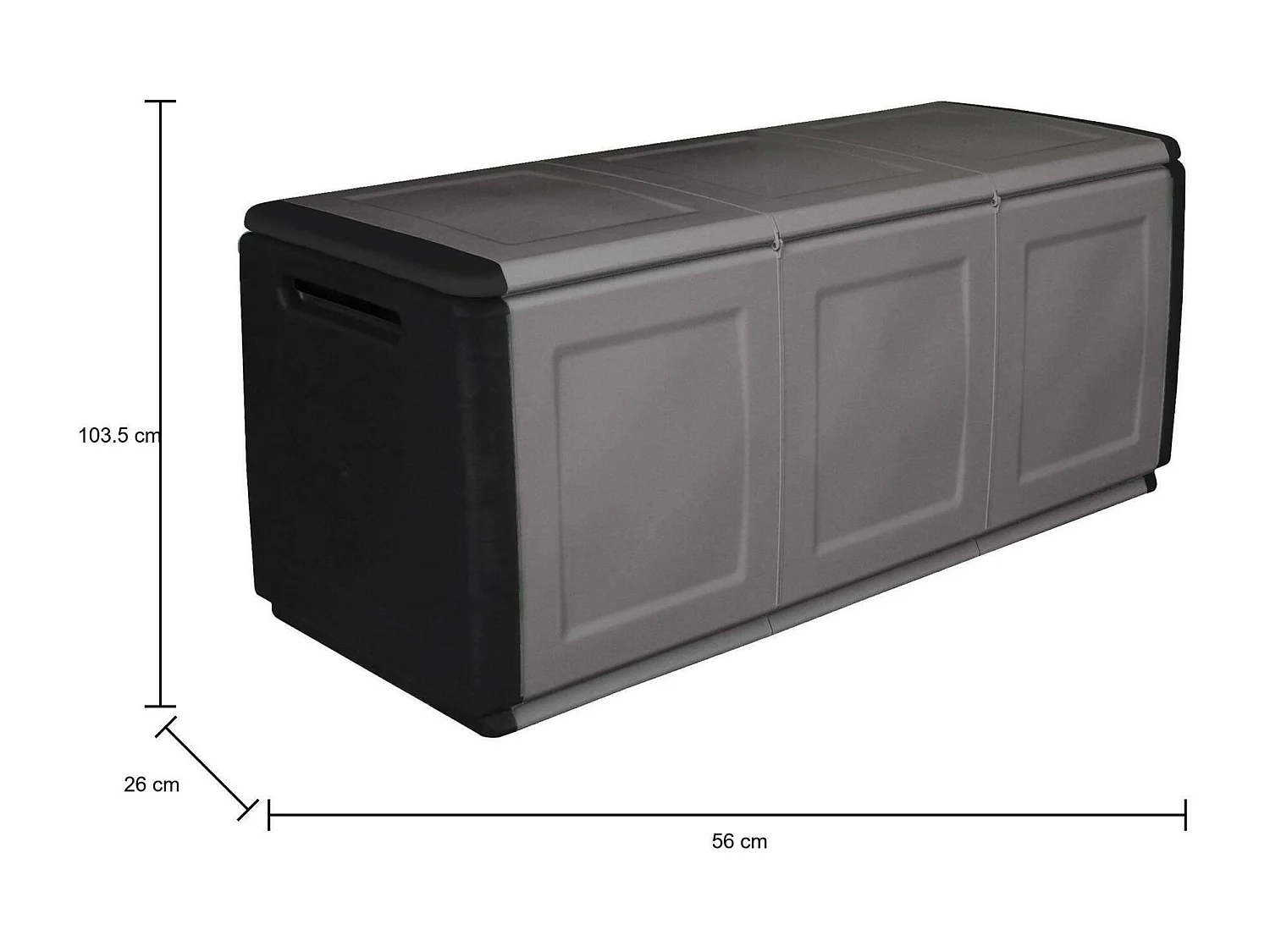 Baule Achse, Resistente ai Raggi uv Impermeabile Made in Italy, 53x138x57h cm Grigio Chiaro