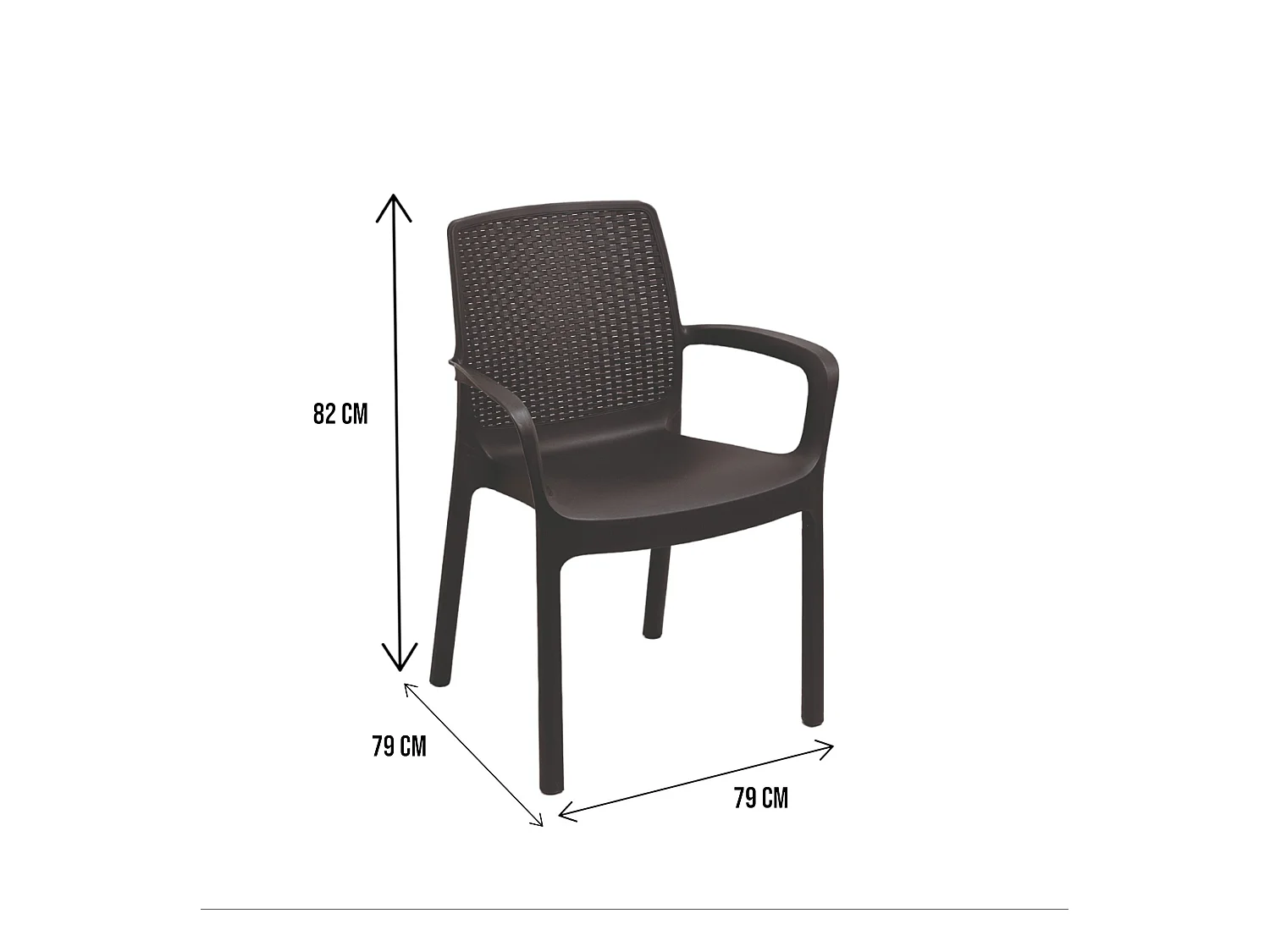 Damols buitenstoel, Tuinstoel, Stoel voor eettafel, Buitenfauteuil met rotaneffect, 100% Made in Italy, 54x60h82 cm, Antraciet