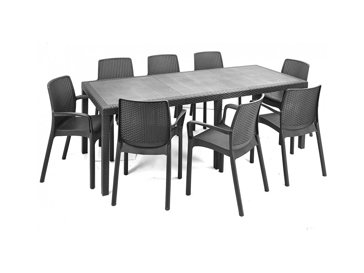 Damols buitenstoel, Tuinstoel, Stoel voor eettafel, Buitenfauteuil met rotaneffect, 100% Made in Italy, 54x60h82 cm, Antraciet