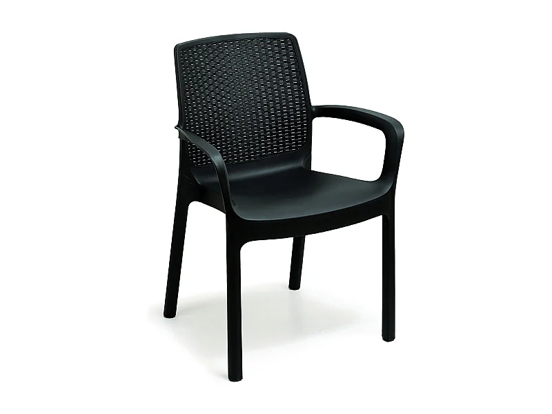 Chaise d'extérieur Damols, Siège de jardin, Chaise pour table à manger, Fauteuil d'extérieur effet rotin, 100% Made in Italy, 54x60h82 cm, Anthracite