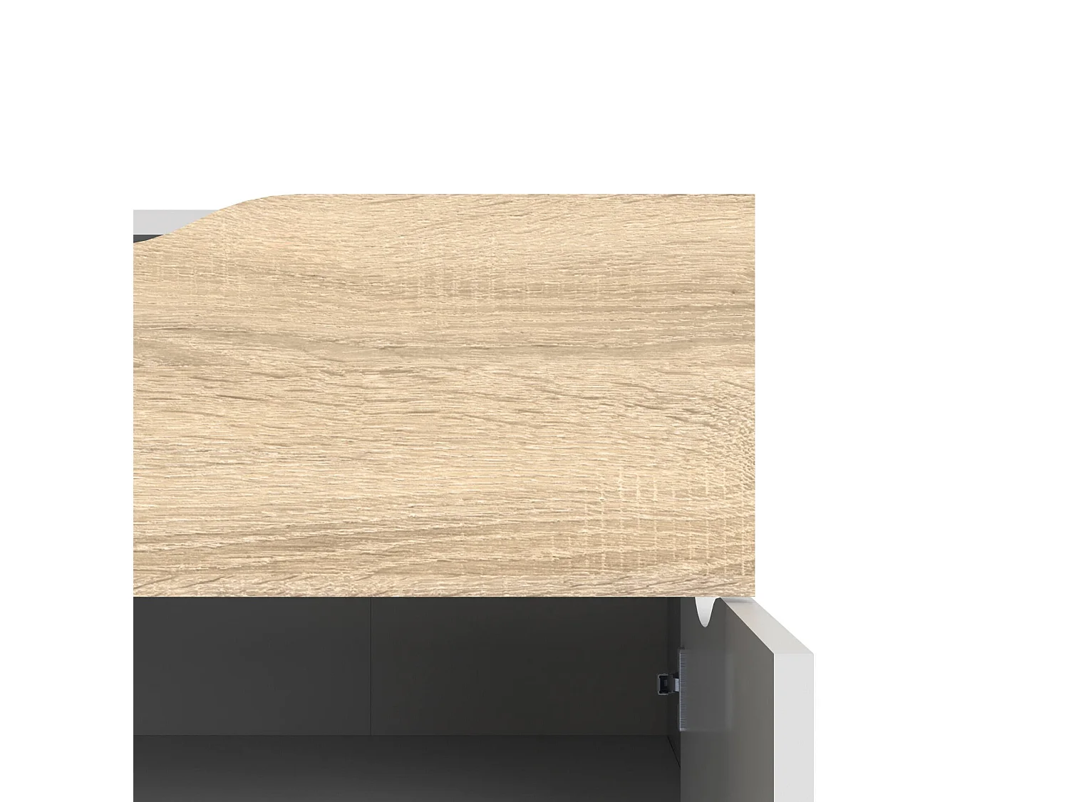 Dressoir met twee deuren en één lade, wit en eikenkleur, afmetingen 98 x 81 x 39 cm