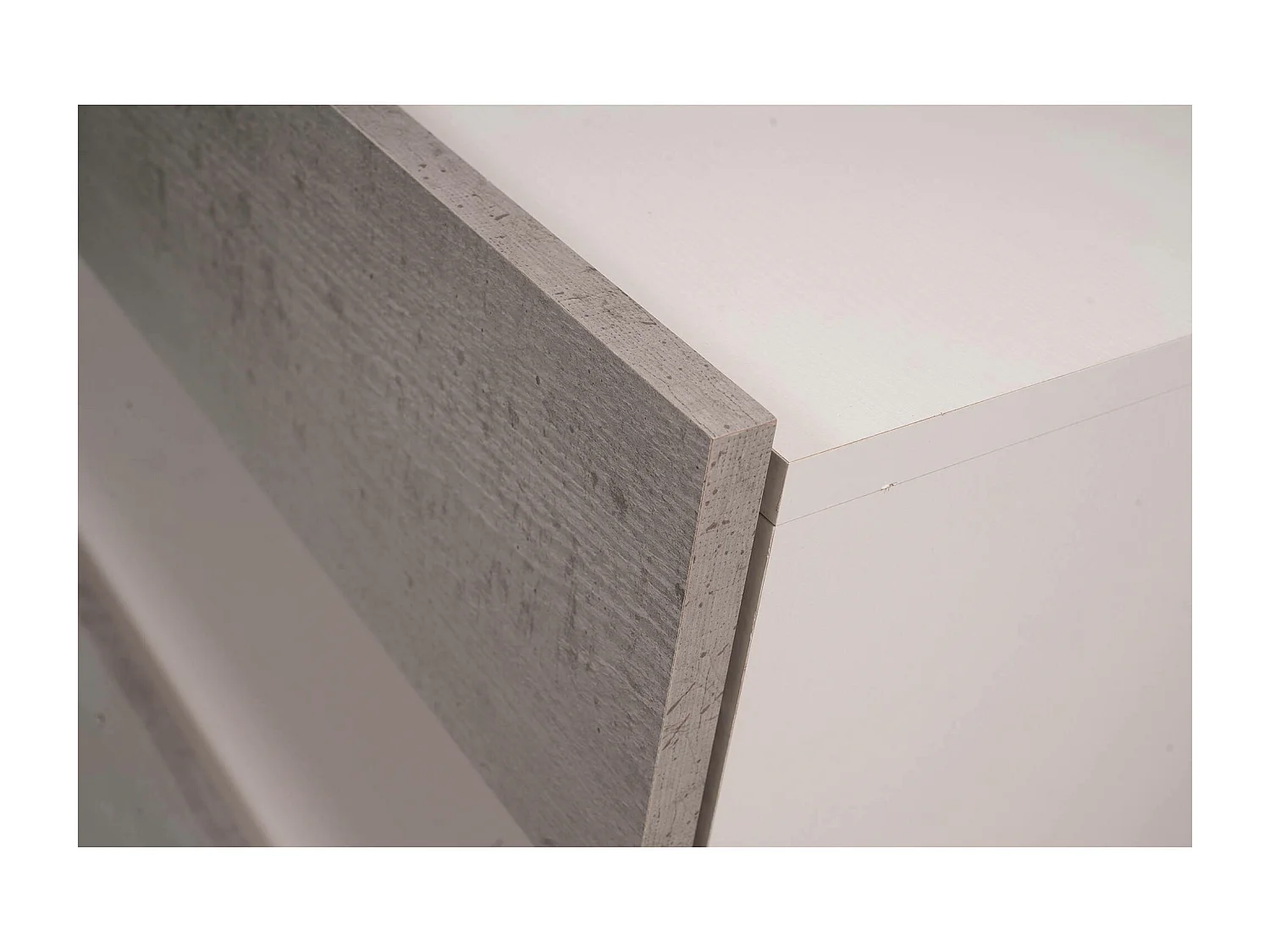 Modernes Sideboard mit 2 Türen und 1 Schublade, Sideboard mit Regalen und Regalen, Wohnzimmer-TV-Ständer, 130x41h81 cm, Glanzweiß und Zementfarbe