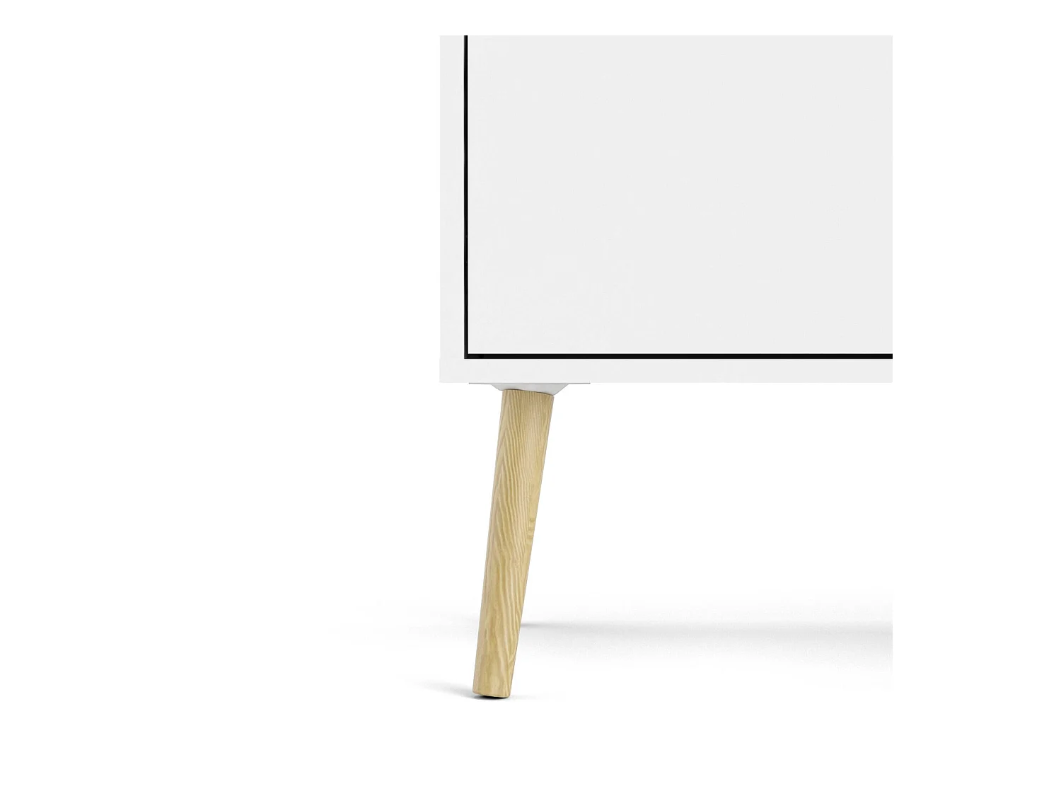 Dressoir met twee deuren en drie laden, wit en eikenhout, afmeting 147 x 81 x 39 cm