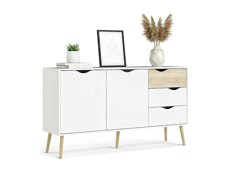 Credenza Animato, 2 Ripiani, 39x147x81h cm Bianco, Madia