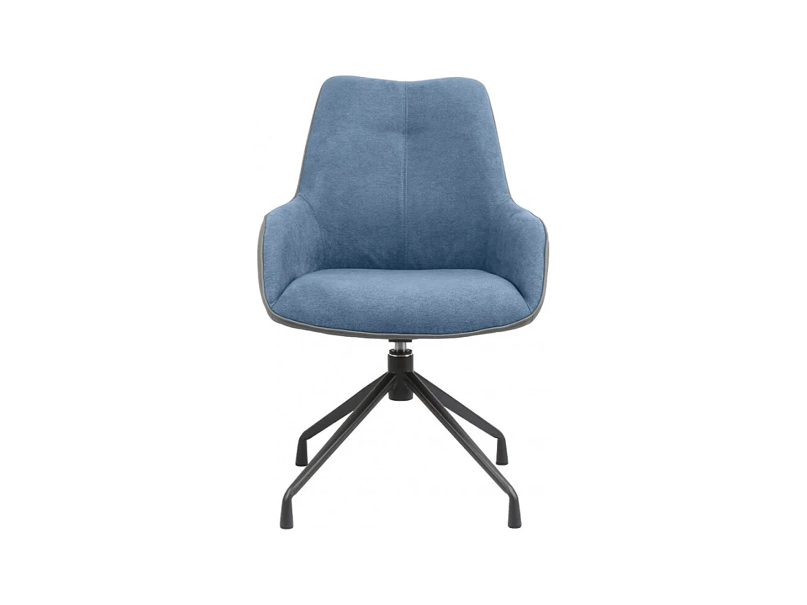 Fauteuil rotatif tissu bleu chiné et simili gris - ELLA