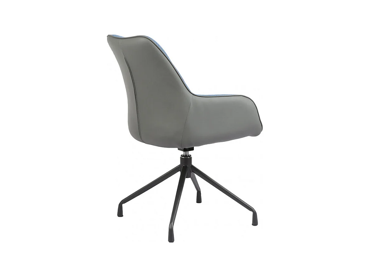 Fauteuil rotatif tissu bleu chiné et simili gris - ELLA