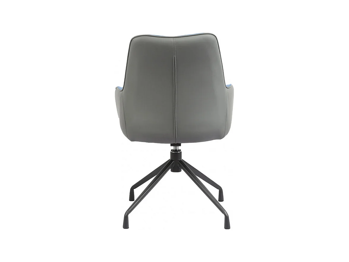 Fauteuil rotatif tissu bleu chiné et simili gris - ELLA