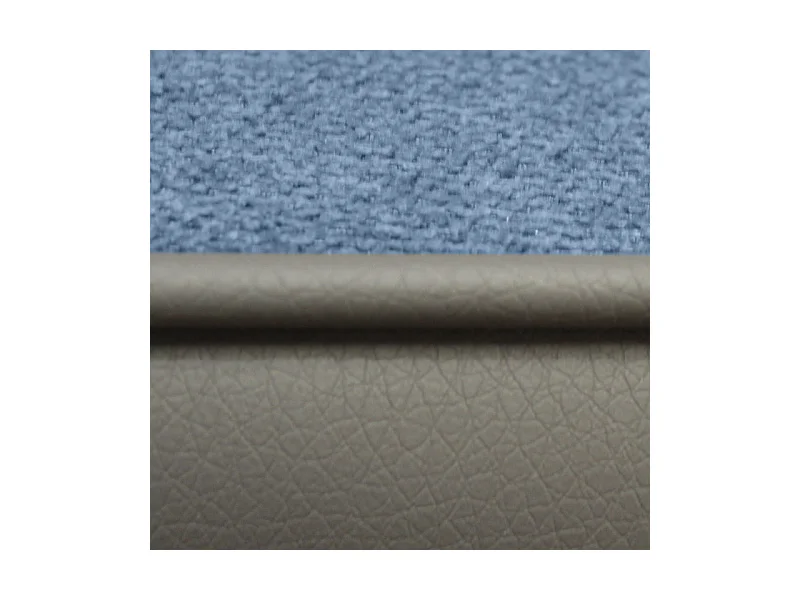Fauteuil rotatif tissu bleu chiné et simili gris - ELLA