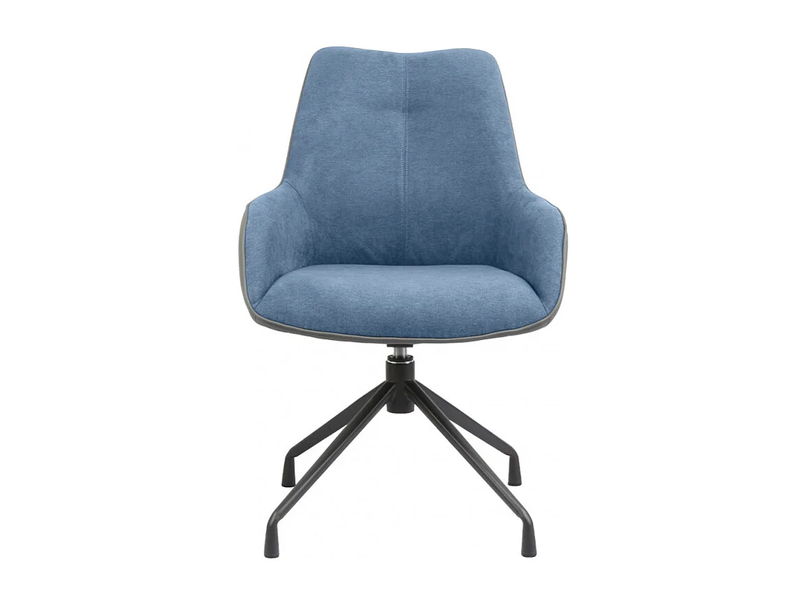 Fauteuil rotatif tissu bleu chiné et simili gris - ELLA