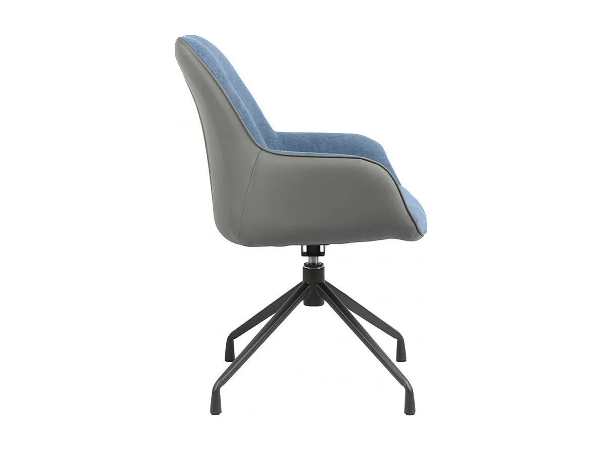 Fauteuil rotatif tissu bleu chiné et simili gris - ELLA
