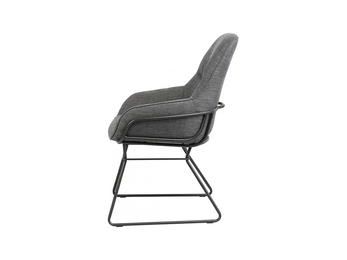 Fauteuil tissu gris anthracite pieds traineaux métal noir - ZOLA
