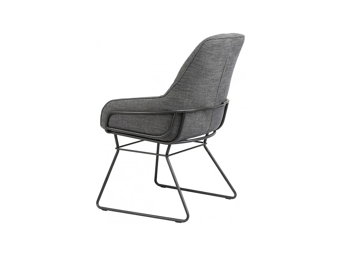 Fauteuil tissu gris anthracite pieds traineaux métal noir - ZOLA