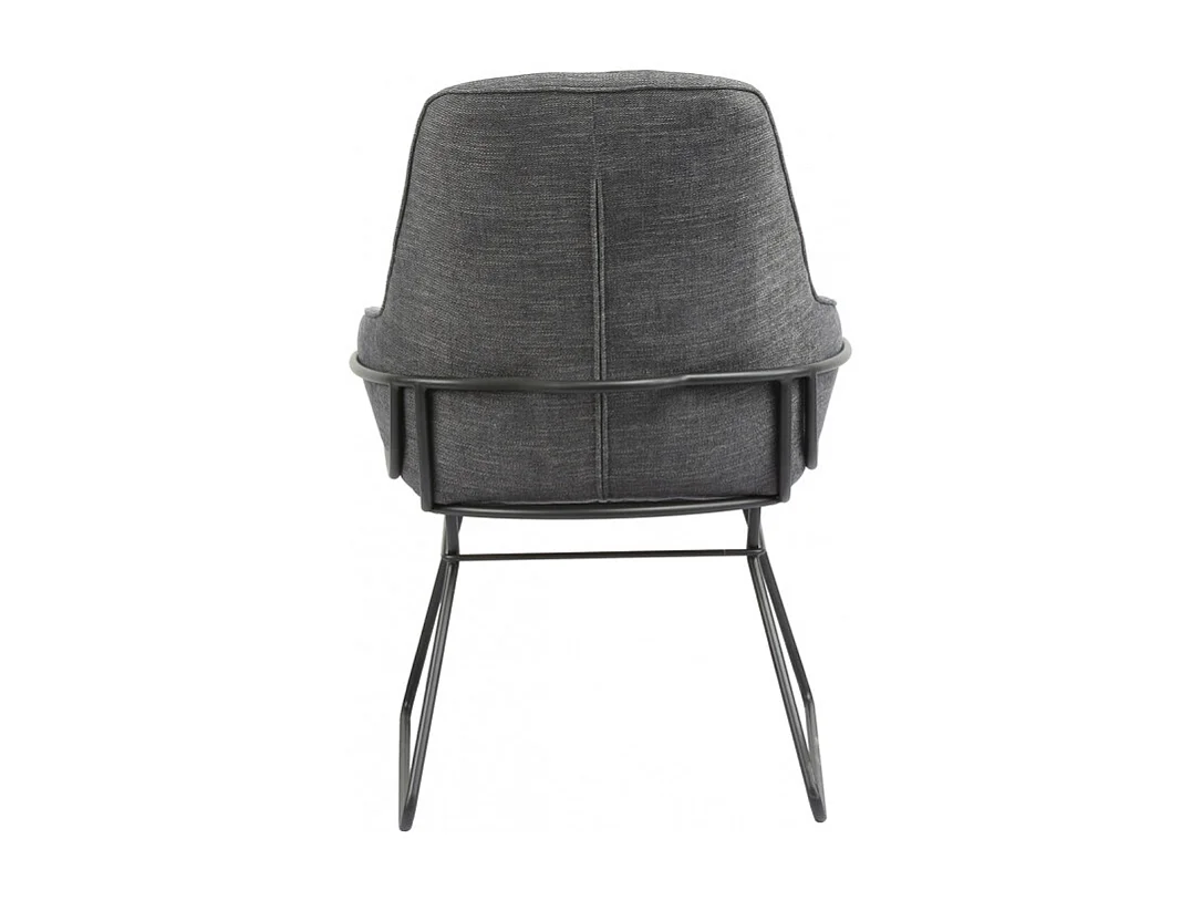 Fauteuil tissu gris anthracite pieds traineaux métal noir - ZOLA