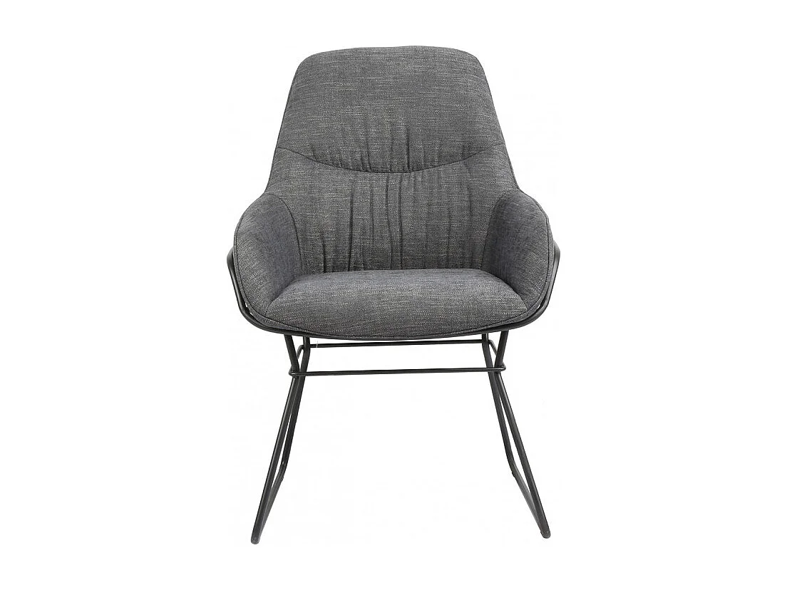 Fauteuil tissu gris anthracite pieds traineaux métal noir - ZOLA