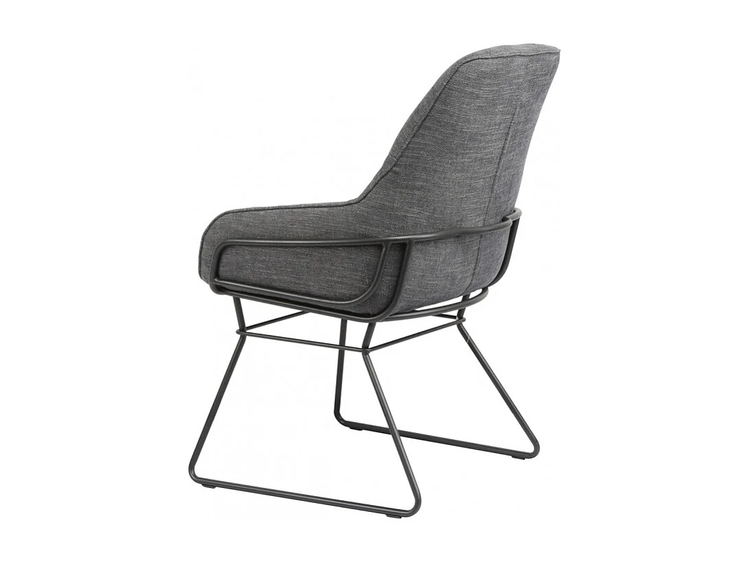 Fauteuil tissu gris anthracite pieds traineaux métal noir - ZOLA