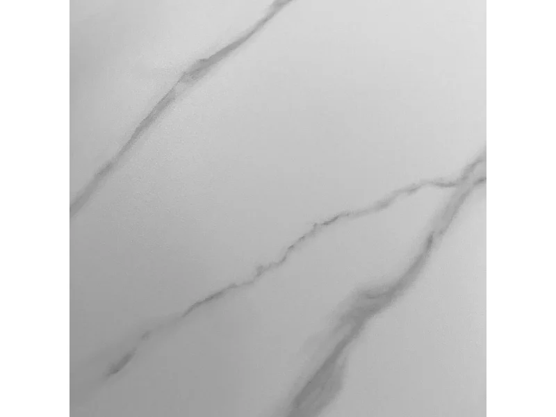 Table de repas ronde 135 cm plateau céramique blanc pied noir - ASHE