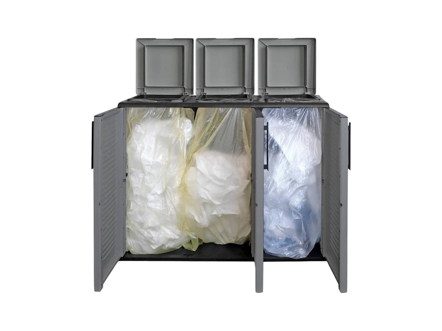 Armario para vestidor para exteriores o internos, puerta móvil 3 bolsas de 3 puertas para colección separada, 100% Made in Italy, 102x37h84 cm, color gris