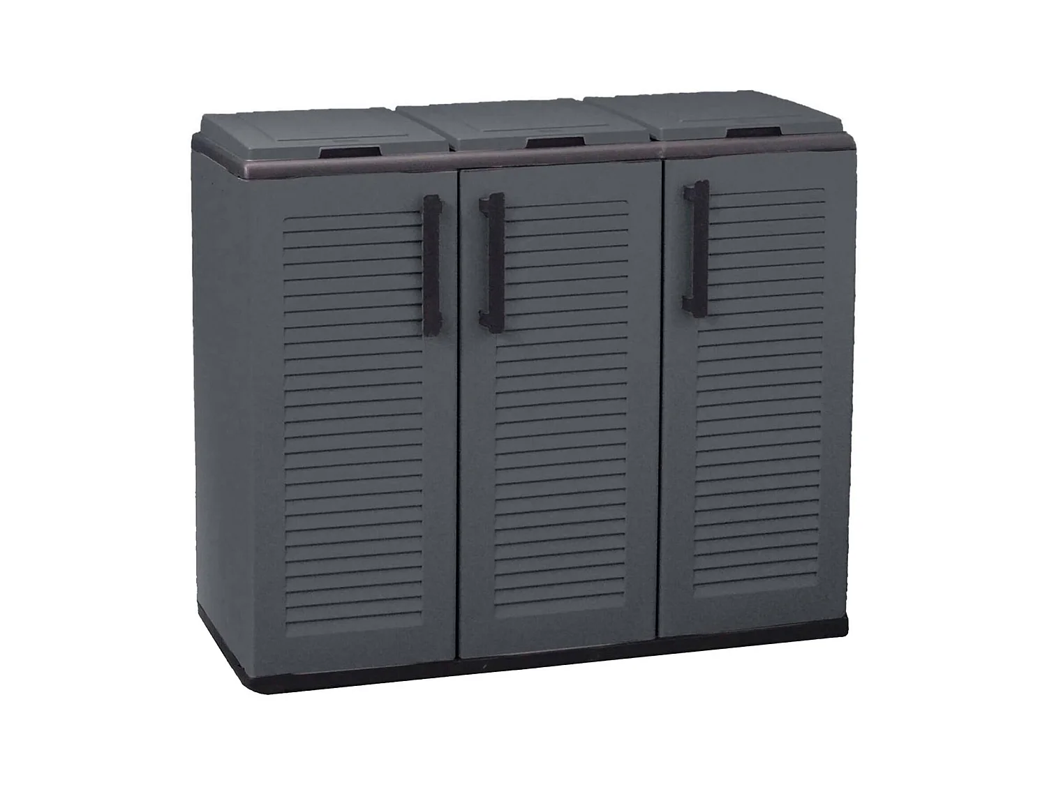 Armoire extérieure ou interne, porte mobile 3 sacs à 3 portes pour collection séparée, 100% Made in Italy, 102x37h84 cm, couleur grise