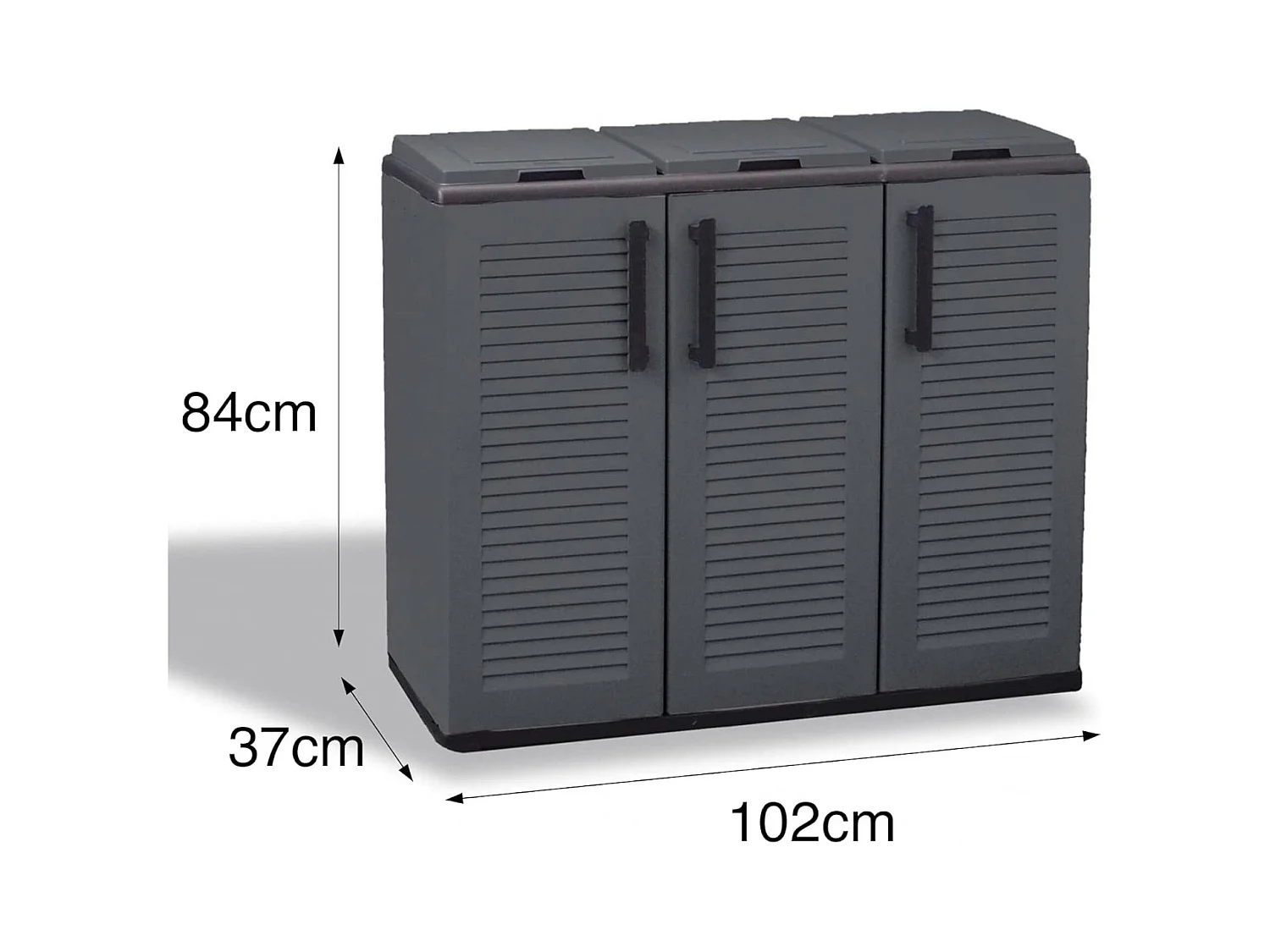 Armoire extérieure ou interne, porte mobile 3 sacs à 3 portes pour collection séparée, 100% Made in Italy, 102x37h84 cm, couleur grise
